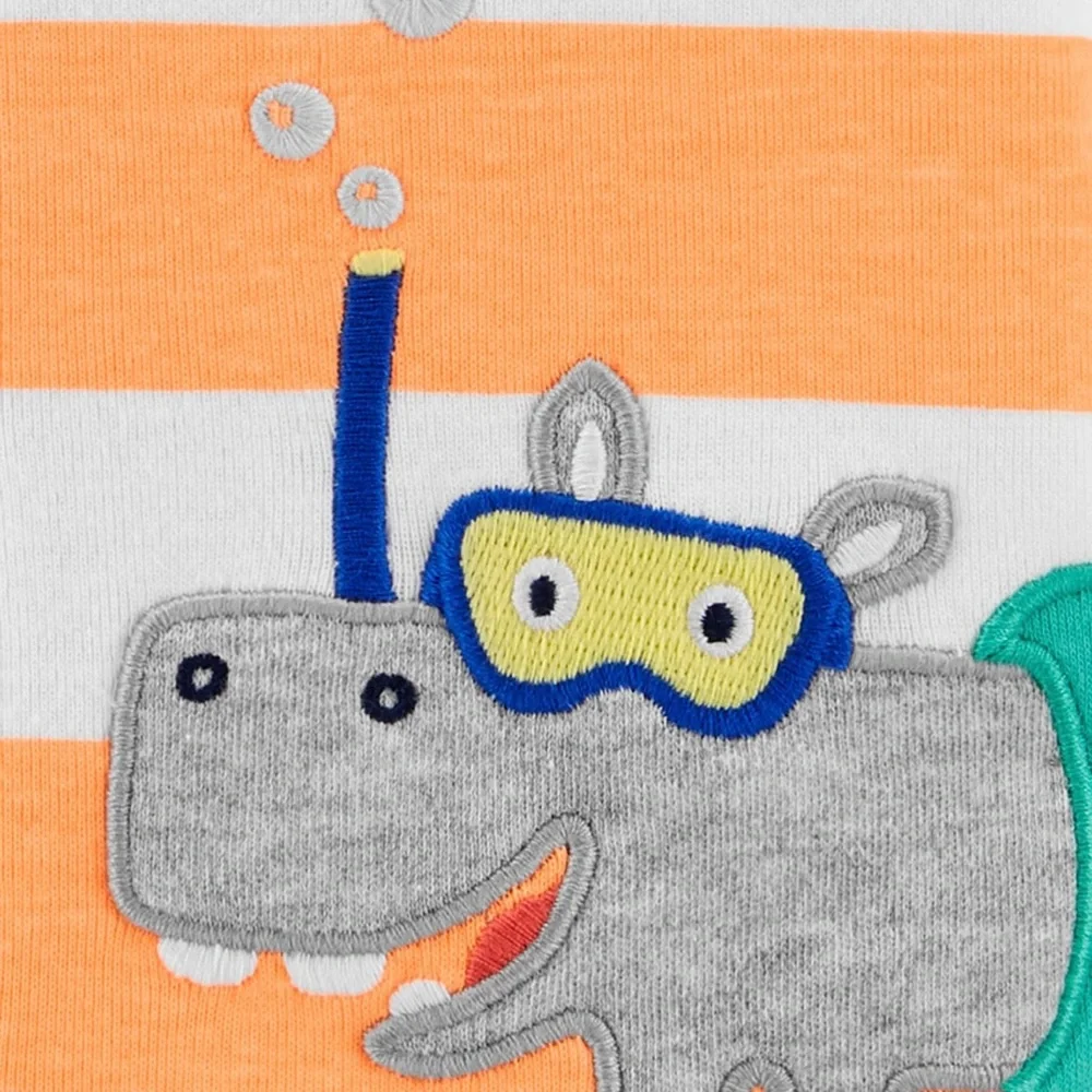 Carter’s Boys Hippo Snap-Up Cotton Romper
